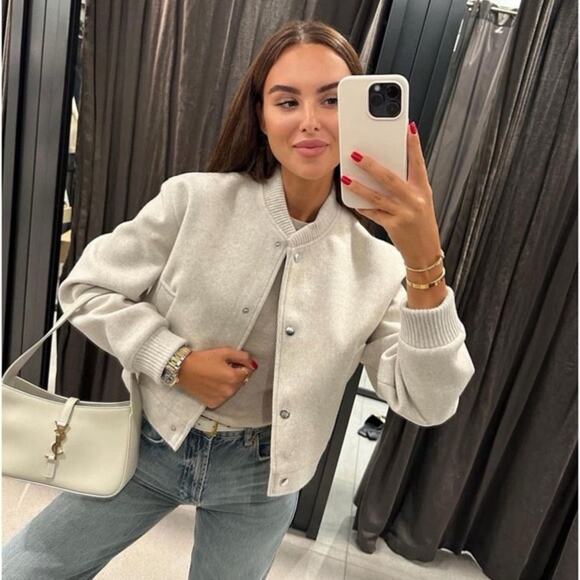 ZARA BLOGGER FAVORITE SOFT BOMBER JACKET - Picture 1 of 11